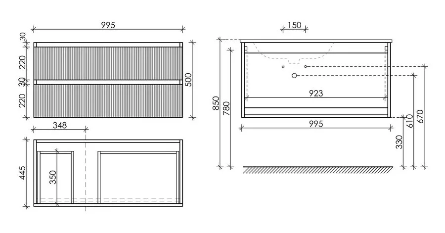Тумба под раковину подвесная Sancos Snob R 100 см левая, beige soft SNR100LCE (детальная фотография), в наличии