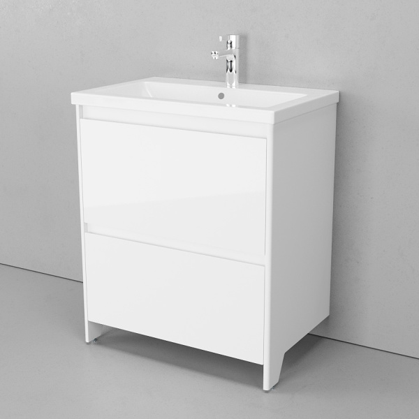 Тумба с раковиной напольная Velvex Klaufs tnKLA.70.2Y-61 70 см с ящиками (детальная фотография), современная, hi-tech