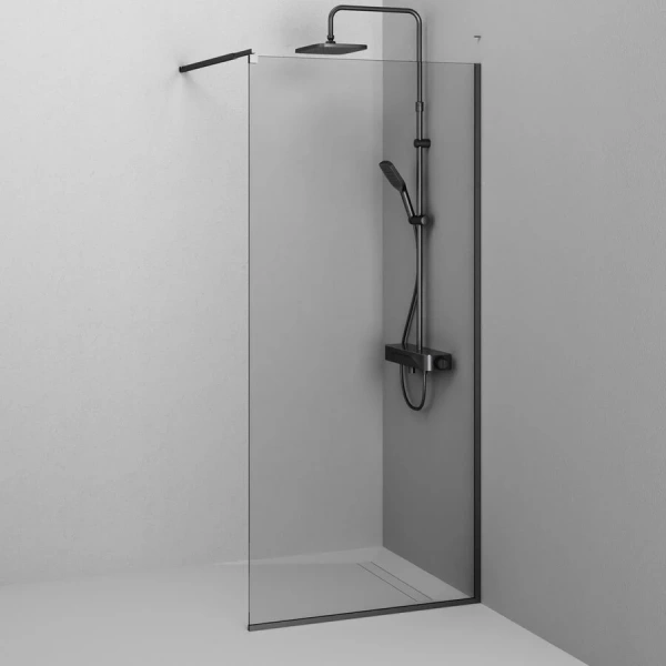 Душевая перегородка Am.Pm Func 90 см профиль черный W84WI-90-F1-BTE (детальная фотография), прозрачные