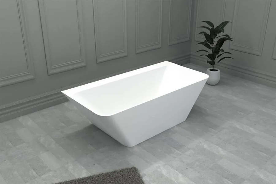 Ванна из искусственного камня Abber Stein 180x85 см белая матовая AS9619 (детальная фотография), искусственный камень