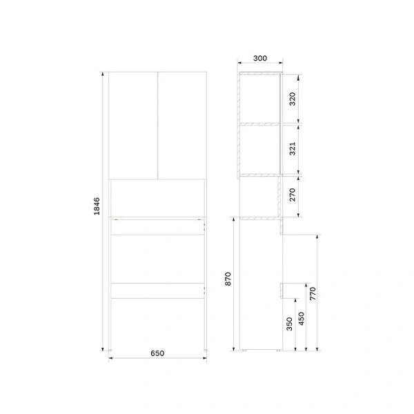 Шкаф Am.Pm X-Joy 65 см с открытой полкой M85CSX06521WG1 (детальная фотография), в наличии