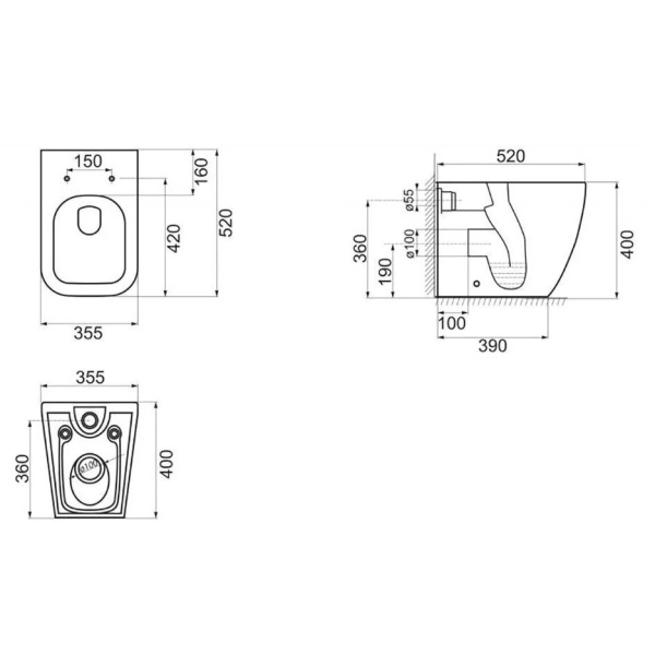 Схема (детальная фотография), без бачка, со скрытым бачком