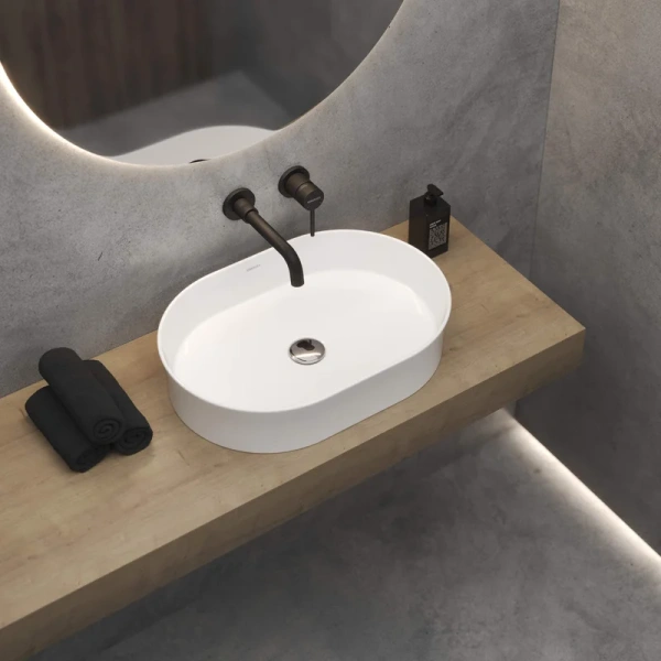 Раковина BERGES Ego 55 см белая глянцевая 181012 (детальная фотография), современные, hi-tech