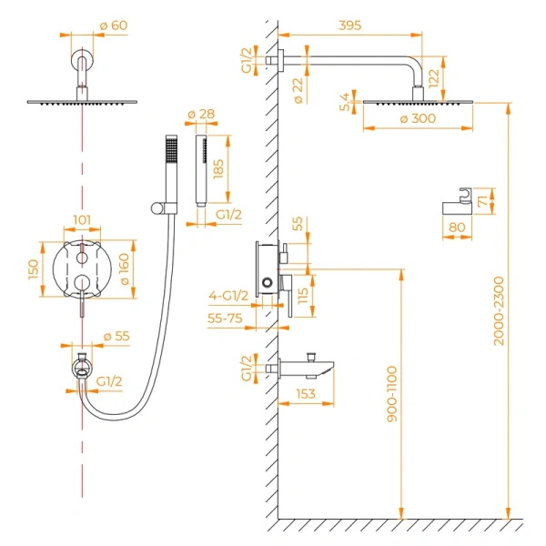 Душевой комплект RGW Shower Panels SP-52-1B черный 511408521-04 (детальная фотография), черные index_1