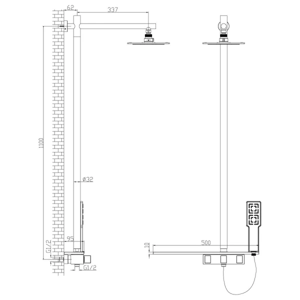 Душевая стойка, хром Lemark Tropic LM7001C (детальная фотография), современные, hi-tech
