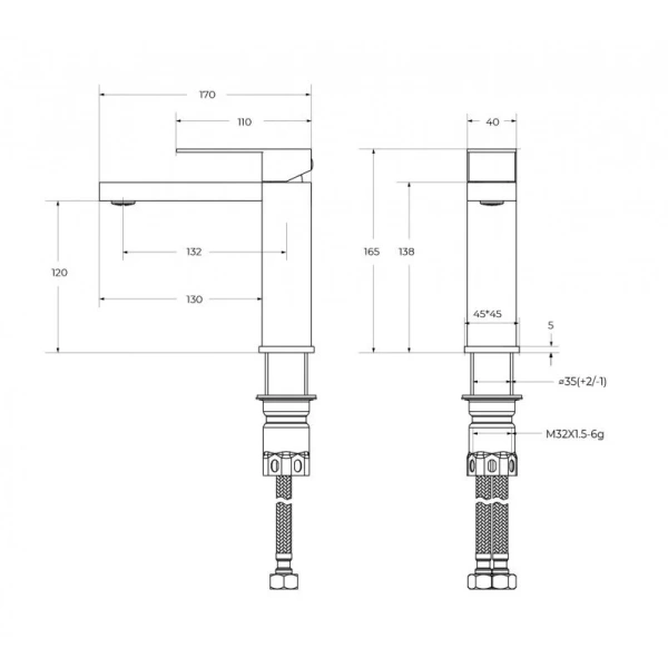 Смеситель для раковины Cezares Slider черный матовый SLIDER-LS-NOP (детальная фотография), для раковины