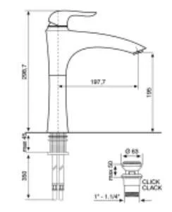 Смеситель для раковины Emmevi Neco 91006 91006CR (детальная фотография), для раковины