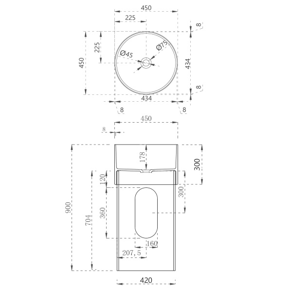 Схема (детальная фотография), круглой формы, моноблок