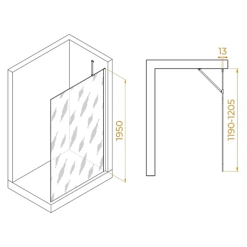 Душевая перегородка RGW Walk In WA-110B 120 см профиль черный, стекло прозрачное - фото 3