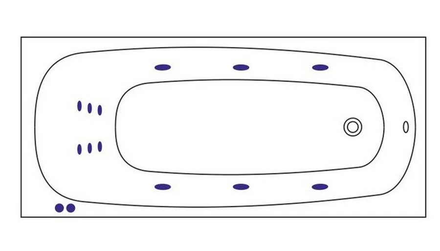 Ванна гидромассажная Whitecross Layla Line, 180 х 80 см, увеличенная толщина акрила, усиленная армировка, белый/золото, 0102.180080.100.LINE.GL (детальная фотография), акриловые