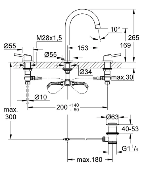 Смеситель для раковины Grohe Concetto 20216001 (детальная фотография), для раковины