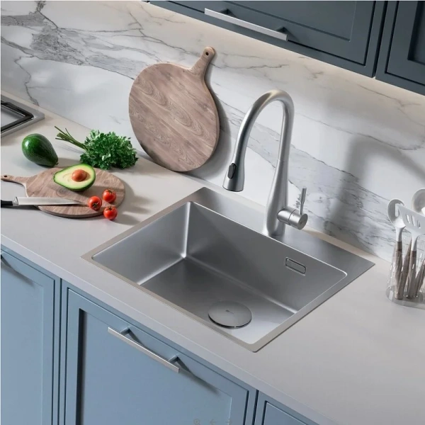 Мойка для кухни Lemark Janga 54 см сталь 9937109 (детальная фотография), из нержавеющей стали, стальные, металлические