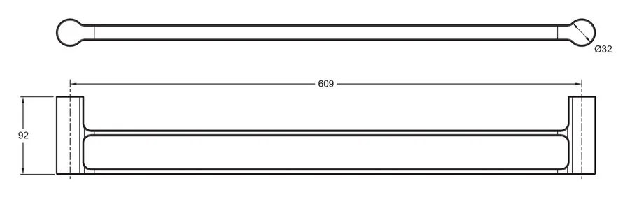 Полотенцедержатель Jacob Delafon Singulier 60 см двойной 15206D-CP (детальная фотография), современные, hi-tech
