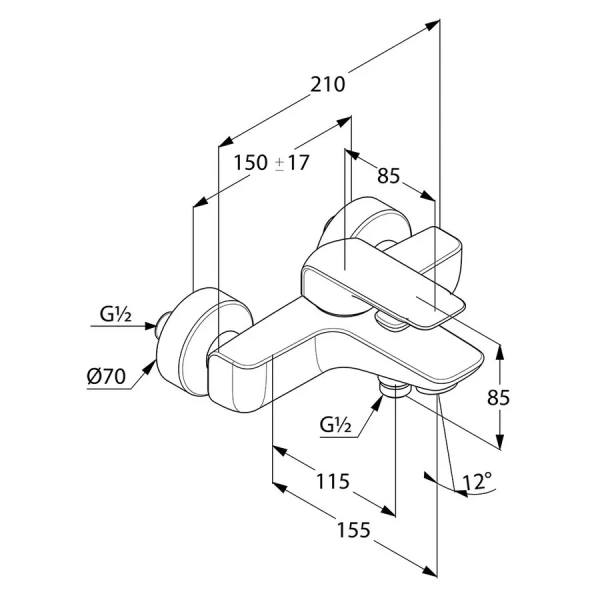 Смеситель для ванны Kludi Ameo однорычажный 414450575 (детальная фотография), для ванны