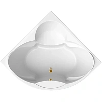 Акриловая ванна Радомир Филадельфия 1-01-3-0-1-042К, 168 х 168 см, каркас, фронтальный экран, сифон, слив-перелив автомат в комплекте, белая/золото