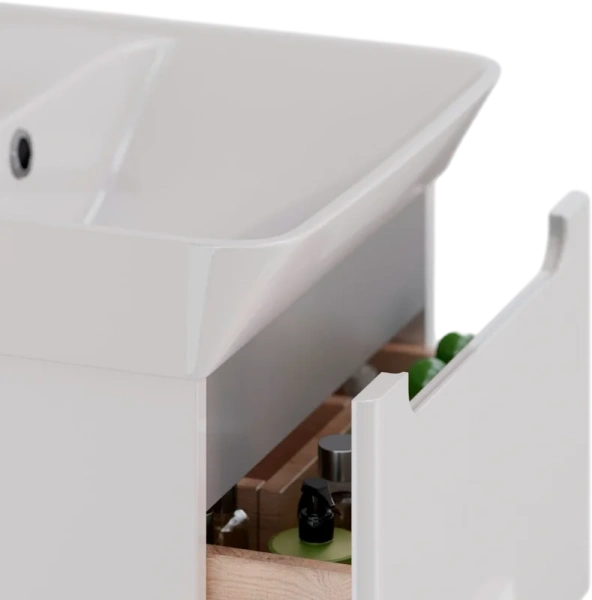 Тумба с раковиной Lemark Buno LM04B50T 50 см с двумя ящиками (детальная фотография), подвесная, напольная, пристенная