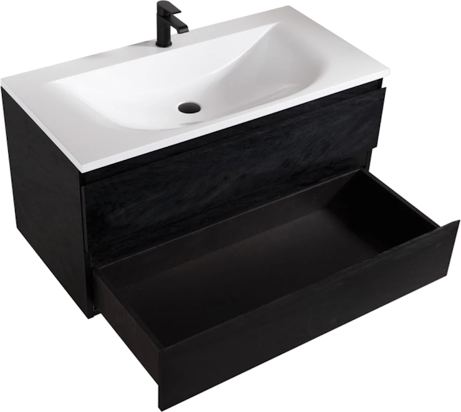 Тумба под раковину подвесная Cezares Molveno 100 см черная MOLVENO-100-2C-SO-NR (детальная фотография), моноблок