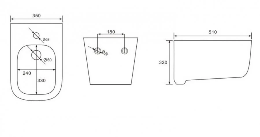 Биде подвесное Акватек Дива белое AQ1012-00 (детальная фотография), современные, hi-tech