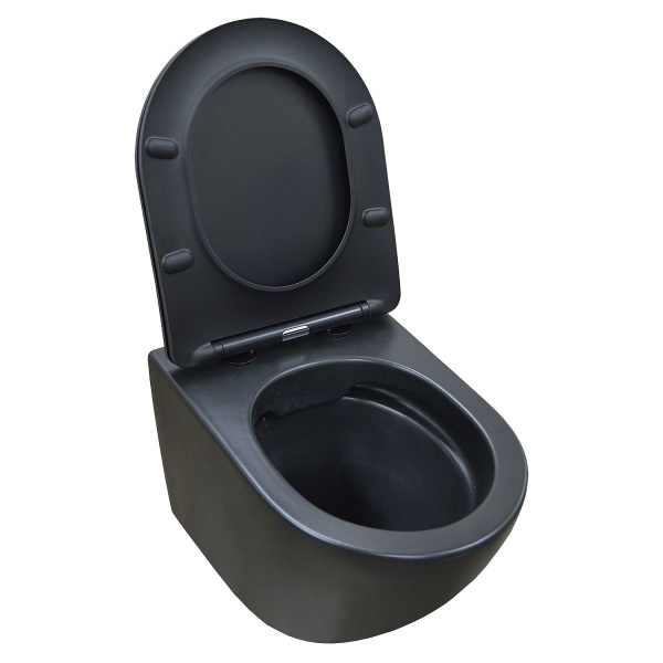 Унитаз подвесной Azario Gloria черный матовый AZ-2003MB (детальная фотография), современные, hi-tech, круглые