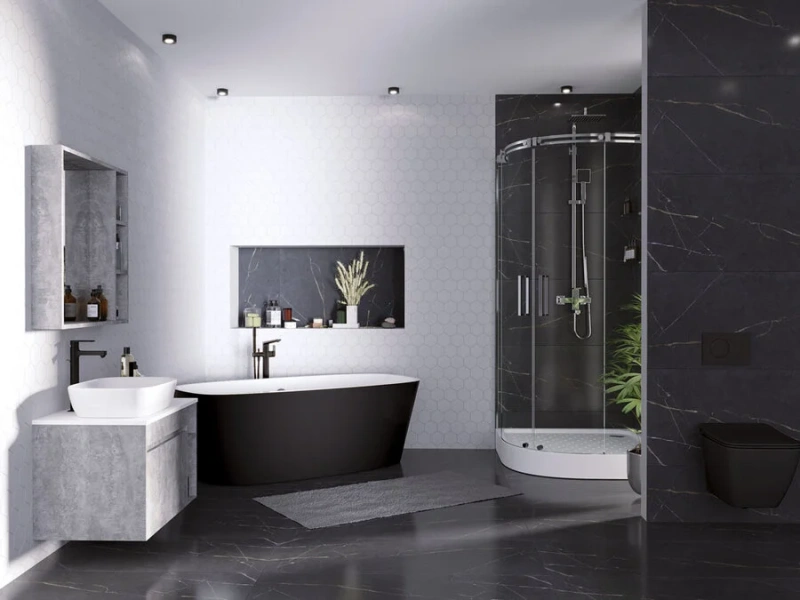 Ванна акриловая Grossman 150x70 см черная GR-2701B (детальная фотография), овальные