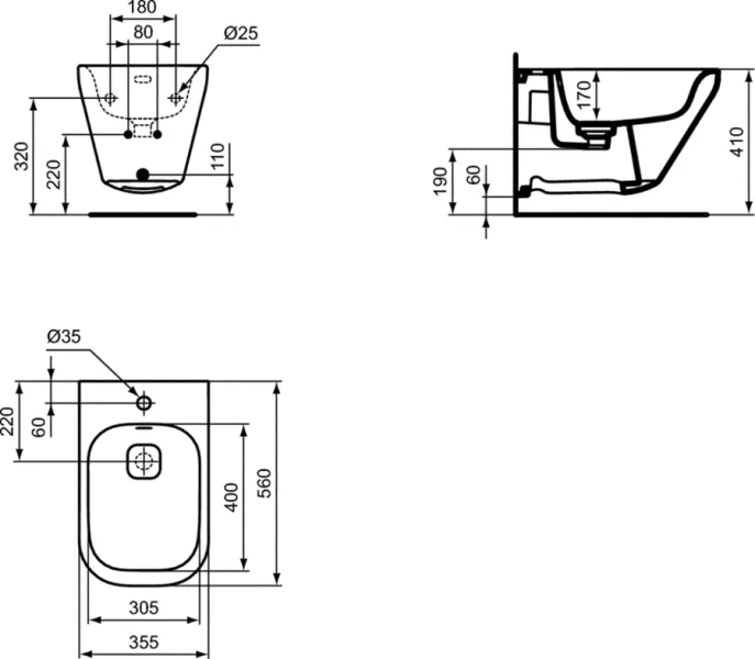 Биде подвесное Ideal Standard Tonic II белое K523601 (детальная фотография), современные, hi-tech