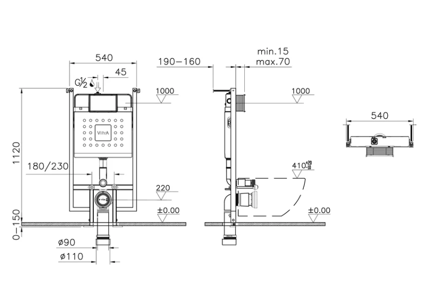 Инсталляция для унитаза VitrA V-Fix Core с крепежом 738-5800-01 (детальная фотография), для унитаза