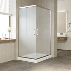 Душевой уголок профиль глянцевый хром стекло сатин Vegas-glass