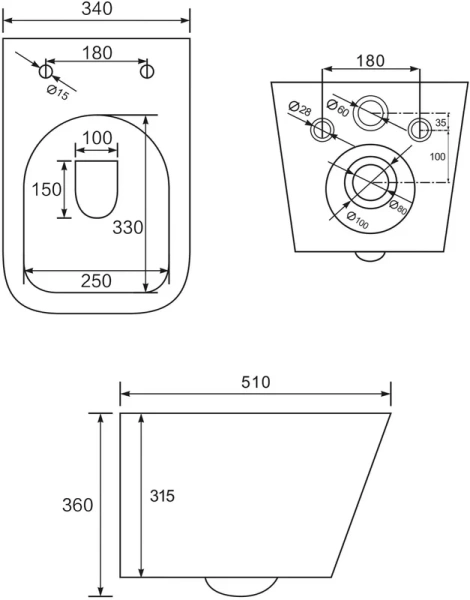 Унитаз подвесной BERGES Floe безободковый 082134 (детальная фотография), с горизонтальным, прямым выпуском, с прямым выпуском