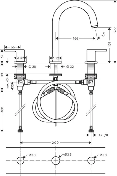 Смеситель для раковины Hansgrohe Vernis Shape 71563 со сливным гарнитуром (детальная фотография), для раковины