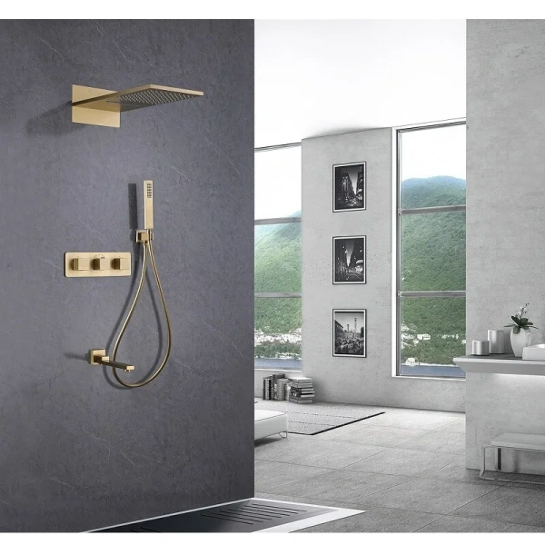 Душевой комплект Abber Daheim золото AF8253G (детальная фотография), золотые