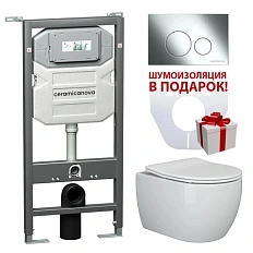 Унитаз с инсталляцией Ceramica Nova Play кнопка хром