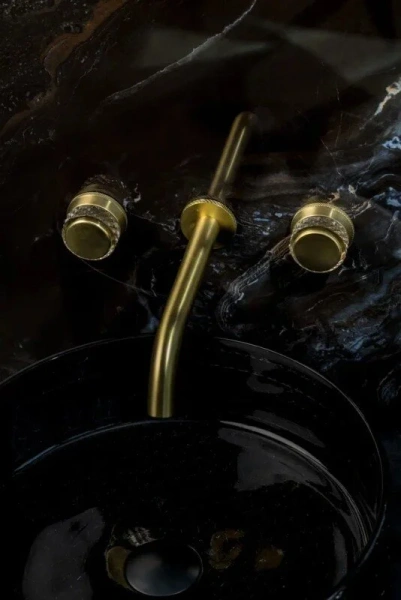 Смеситель для раковины Boheme Aura золото матовое 152-2-MG-A (детальная фотография), из латуни, округлая форма