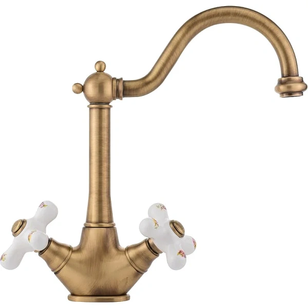 Смеситель для кухни Migliore Provance бронза 18203 (детальная фотография), классические, ретро, с элементами керамики, декорированные