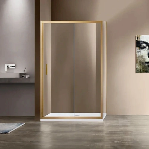 Душевой уголок Vincea Garda 140х80 см брашированное золото стекло прозрачное - фото 5