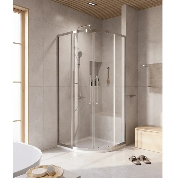 Душевой уголок Cezares Relax 90x90 см профиль хром стекло прозрачное RELAX-304-R-2-90-C-CR (детальная фотография)