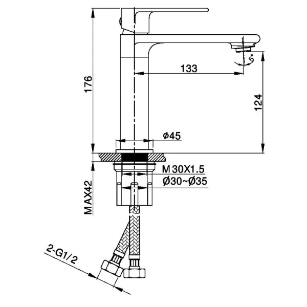 Смеситель для раковины Vincea Vogue однорычажный, вороненая сталь VBF-1V1GM (детальная фотография), для раковины