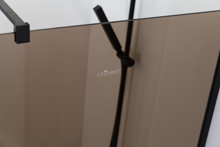 Душевая перегородка Cezares Liberta 90 см стекло бронза, профиль черный LIBERTA-L-1-90-BR-NERO (детальная фотография), черные