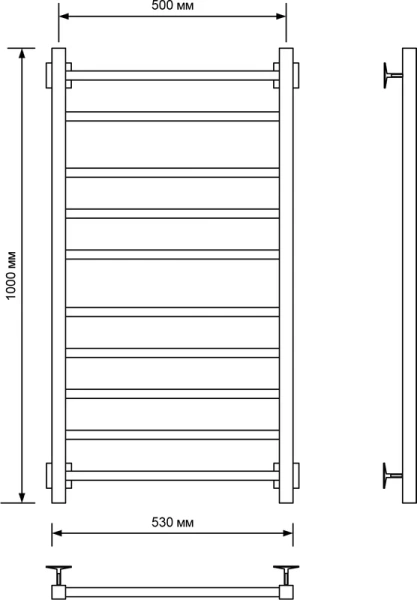 Полотенцесушитель электрический Ника Step 100/50 см черный матовый правый STEP-2 100/50 черн мат прав (детальная фотография), черный