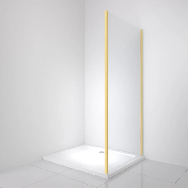 Душевая перегородка BelBagno Luce 90 см стекло прозрачное, профиль золото LUCE-90-FIX-C-ORO (детальная фотография), современные, hi-tech