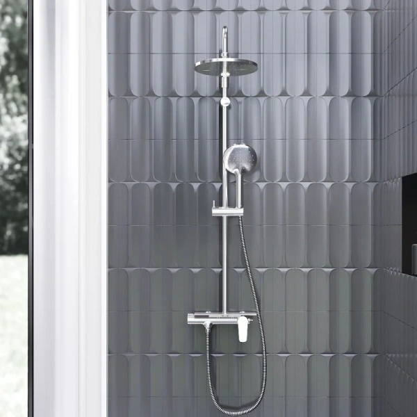 Душевая стойка Damixa Jupiter черная 977780300 (детальная фотография), с тропическим душем