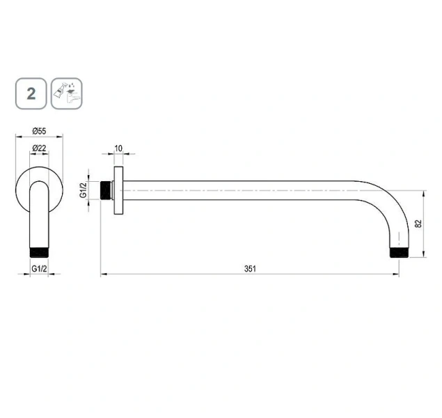 Кронштейн для верхнего душа Ravak X07P латунь (детальная фотография), в наличии