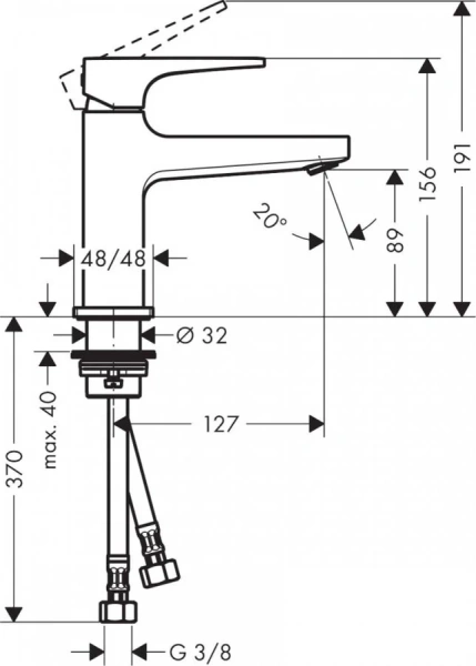 Смеситель для раковины Hansgrohe Metropol матовый черный 32500670 (детальная фотография), для раковины