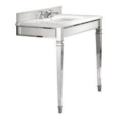 Консоль со столешницей, смеситель на 3 отверстия, цвет белый, ножки металлические, цвет никель, Devon&Devon Premiere