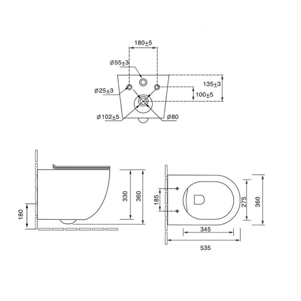 Унитаз подвесной Vincea Globo белый VT1-14T (детальная фотография), подвесные, встраиваемые