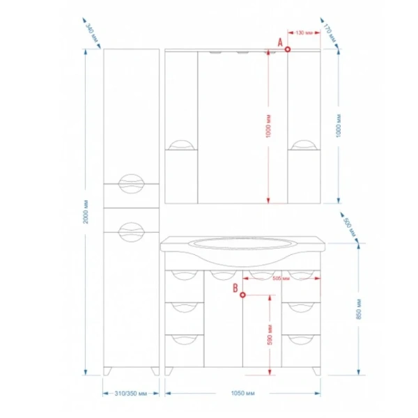 Тумба под раковину напольная Misty Орхидея 100 см белая П-Орх01105-0112Я (детальная фотография), нет в наличии
