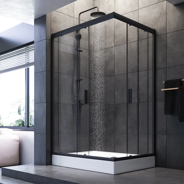 Душевой уголок Am.Pm Gem 120х90 см профиль черный W90G-404-120290-BT (детальная фотография), раздвижные