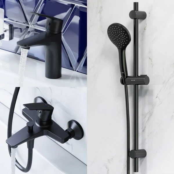 Душевой комплект Am.Pm Gem черный матовый F42990A00 (детальная фотография), душевые комплекты, наборы