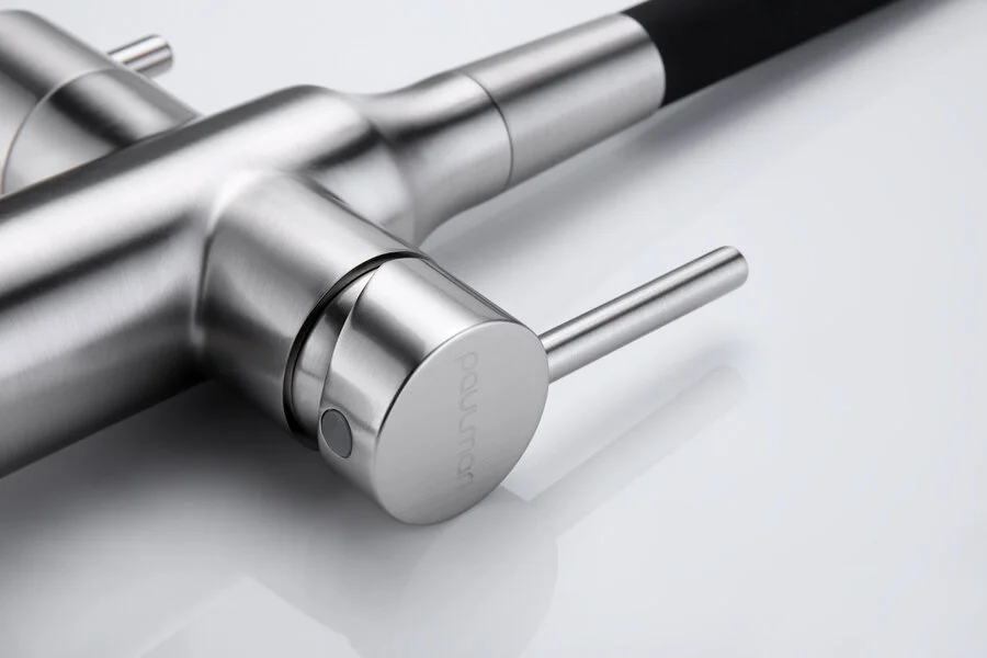 Смеситель для кухни Paulmark Salix никель/черный Sa213419-NI (детальная фотография), черные, комбинированные, другие