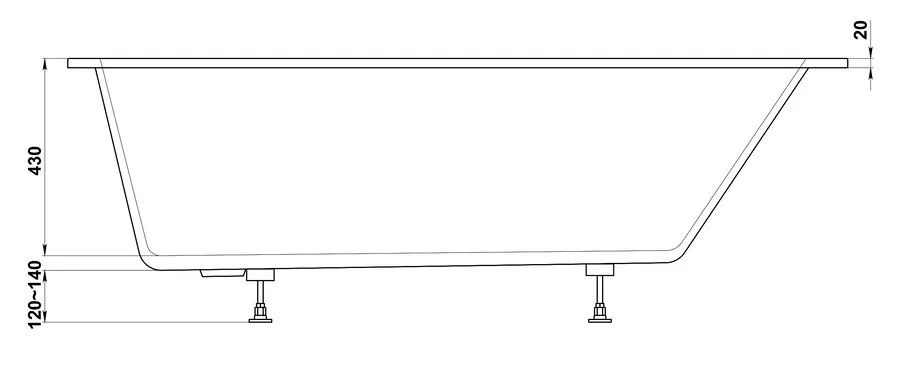 Ванна из искусственного камня Good Door Марбея 170 x 75 см, белый, ВА00022 (детальная фотография), 170х75
