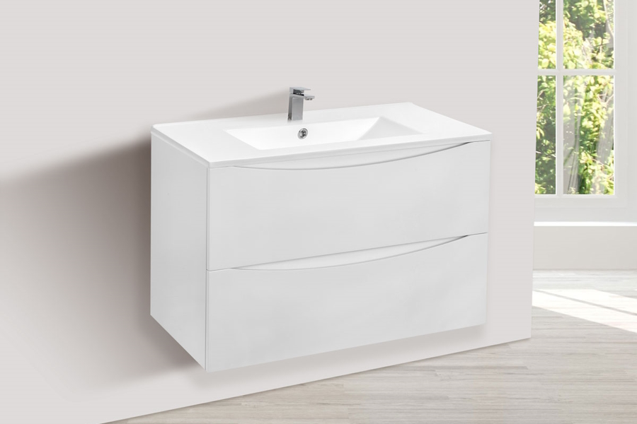 Тумба под раковину подвесная Vincea Mia 80,7 см G.White VMC-2MC800GW (детальная фотография), подвесная, пристенная